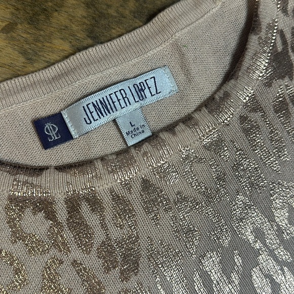 JENNIFER LOPEZ Rose Gold Foil Sweater, Size L, EUC - Picture 4 of 6
